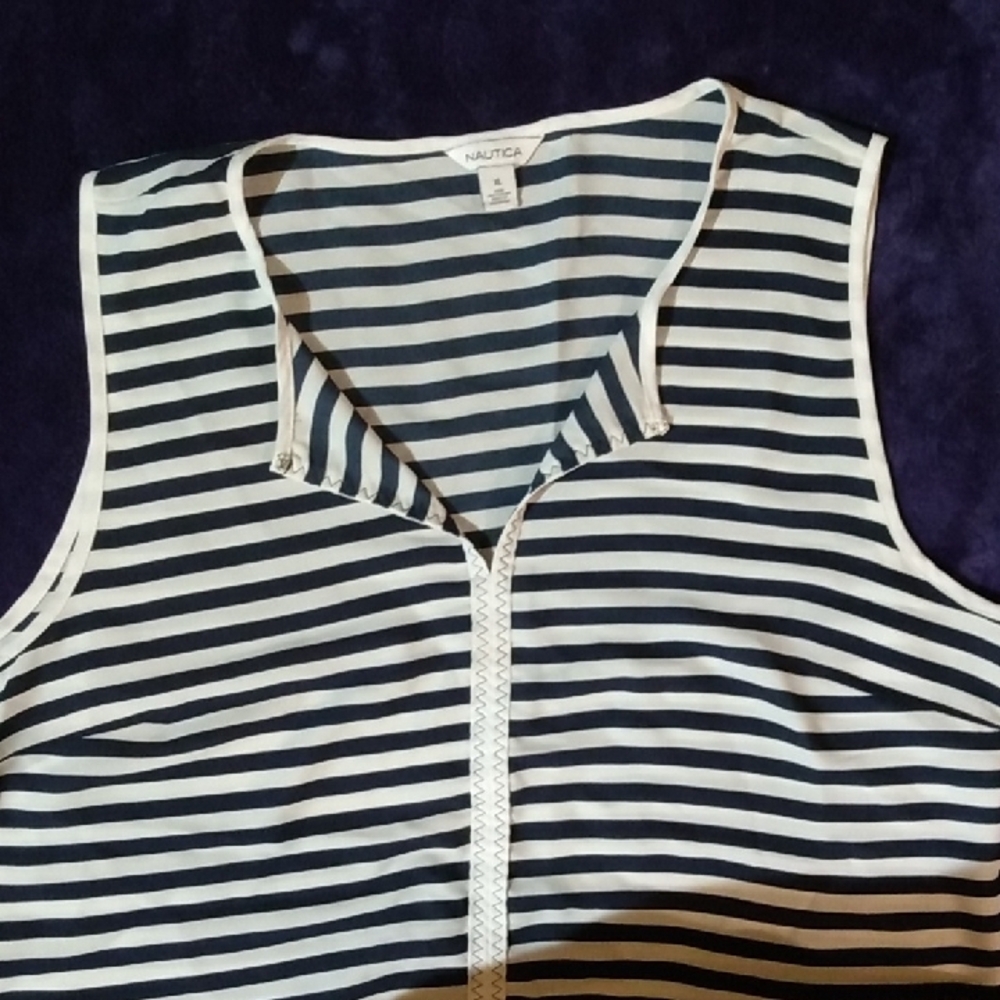 Nautica Striped Sleeveless Top in Navy and White - Picture 3 of 6